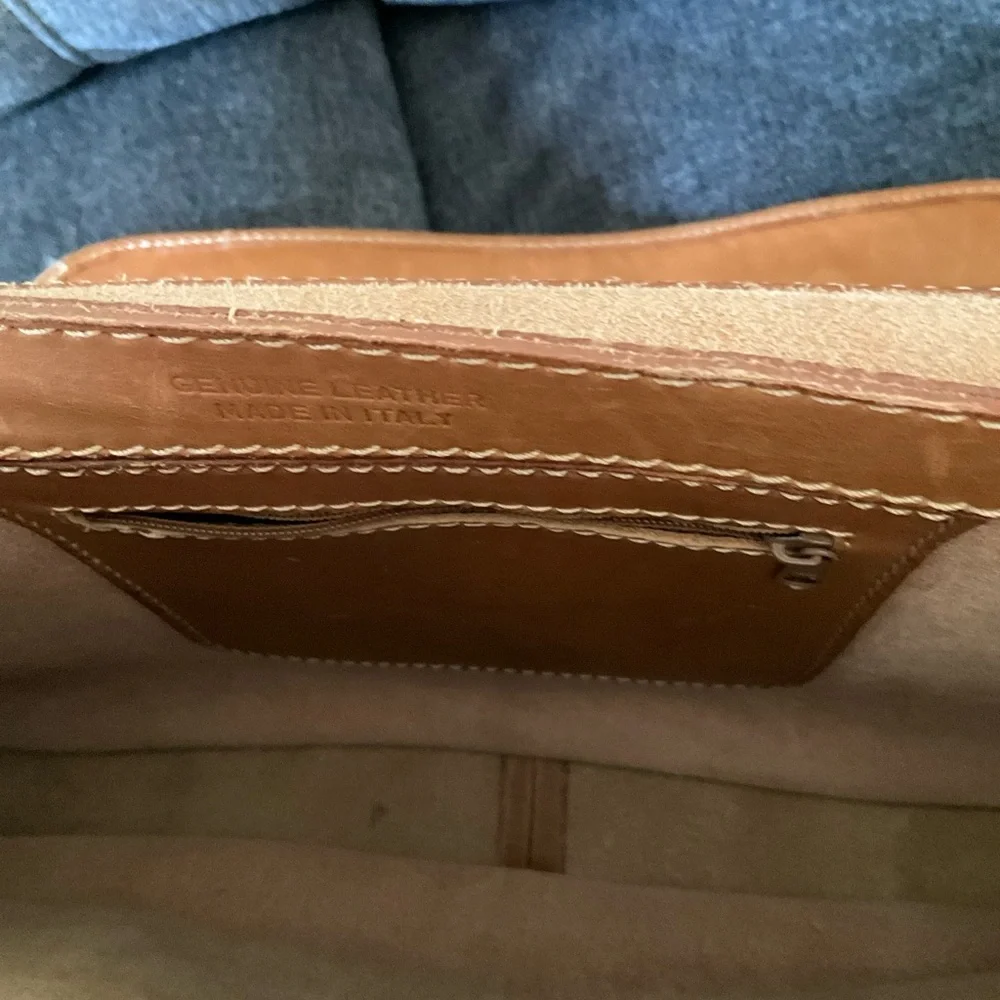 Pre-owned Vintage softside caramel leather made in Italy Briefcase 💼